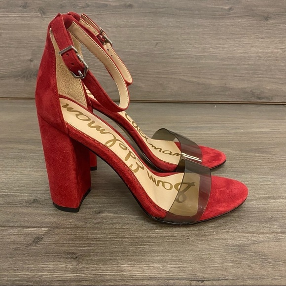 Sam Edelman | Yaro Red PVC Ankle Strap Sandals 5.5 - Picture 3 of 11